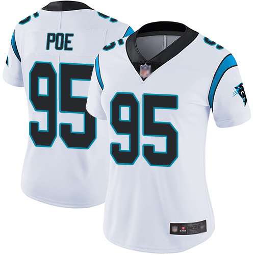 Carolina Panthers Limited White Women Dontari Poe Road Jersey NFL Football #95 Vapor Untouchable->women nfl jersey->Women Jersey